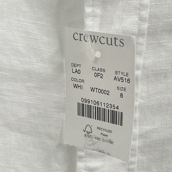 CrewCuts White Button Down Collared Shirt Sz Boys 8 NWT - Picture 3 of 6